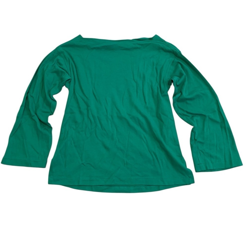 Vintage Calvin Klein 80s/90s Green Boat Neck Long Sleeve T-Shirt Top M